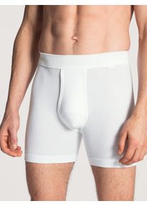 Calida Lange boxershort Cotton 1:1 elastische zachte band, opening, fijne ribkwaliteit, lange pijp heren lange onderbroeken maat XL (56) wit