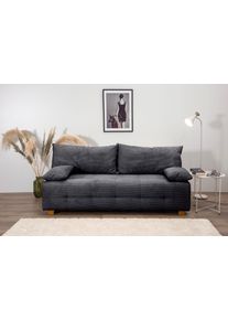 Collection AB Slaapbank Bella, B: 196 cm, ligvlak 145x196 cm met bedfunctie, bedlade & 2 armleuningkussens, vering grijs, slaapbanken, Breedte