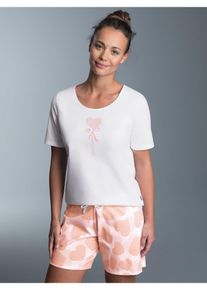 TRIGEMA Pyjama TRIGEMA korte pyjama in schattig hartjes-design (1-delig) dames nachtkleding maat M wit