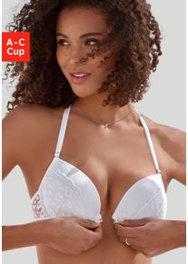 Vivance Push-up-bh met kant in leo-look met neckholder-bandjes, lingerie dames push-up bh's maat C wit