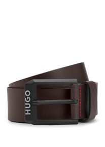 Hugo Leren riem Gelio-B_Sz40 Hugo merkembleem, rode treknaad heren riemen maat 110 bruin
