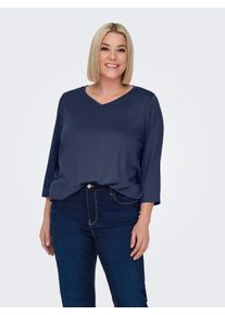 Only CARMAKOMA Shirt met 3/4 mouwen CARCARLINNE V-NECK 3/4 TOP JRS BF dames shirts met 3/4 mouwen maat M blauw