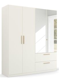 Rauch Kledingkast Skandi by Quadra Spin Slaapkamerkast in landelijke stijl met massief houten grepen, met laden en spiegel kledingkasten wit