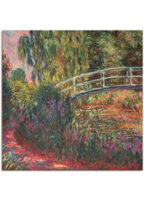 Artland Artprint op linnen Japanse brug in de tuin van Giverney foto schilderijen groen