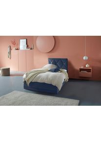 WESTFALIA Polsterbetten Gestoffeerd bed ADAMAS ook met bedlade, knoopdetails met stras bedden maat Velours blauw