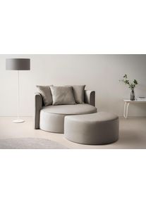 LeGer Home by Lena Gercke XXL-fauteuil Isalie, ronde stoel met voetensteun, leesstoel, loveseat, grote stoel trendy stoffen, 3 sierkussens, groot