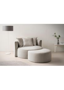 LeGer Home by Lena Gercke XXL-fauteuil Isalie, ronde stoel met voetensteun, leesstoel, loveseat, grote stoel trendy stoffen, 3 sierkussens, groot