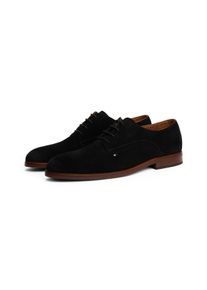 Tommy Hilfiger Veterschoenen HILFIGER DRESS SUEDE SHOE , avondschoen, zakelijke schoen met kleine logovlag heren veterschoenen maat 42 zwart