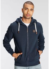 AJC Capuchonsweatvest met leren applicaties aan de insteekzakken heren sweatvesten maat 4XL blauw