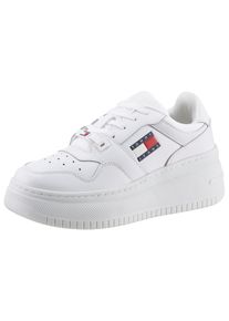 Tommy Jeans Plateausneakers TJW RETRO BASKET FLATFORM ESS met logo-tekst in de zool, vrijetijdsschoen, lage schoen, veterschoen dames lage sneakers