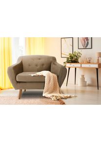 Home Affaire Fauteuil Hol met capitonnage achter in scandinavische stijl (set) fauteuils maat Fluweel beige