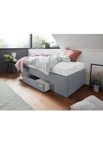 WESTFALIA Polsterbetten Boxspring met geïntegreerde lade, vrij plaatsbaar boxsprings maat Fijne structuurstof grijs