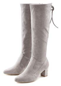 Lascana Instaplaarzen Slip-on boots, slouchy boots, slip-on, stretch & blokhak dames winterlaarzen maat 38 grijs