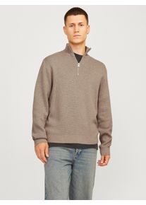 Jack & Jones Jack & Jones Schipperstrui JPRBLAMILANO STITCH KNIT HALF ZIP SN heren pullovers maat M beige
