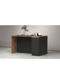 Kochstation Kookeiland Sole, kookeiland, keukenwerkblok, eilandkeuken, werk-eiland Breedte 160 cm met 2 deuren, 4 vakken, werkblad, aluminium