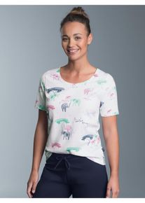 TRIGEMA Pyjama TRIGEMA T-shirt met allover safari-print (1-delig) dames nachtkleding maat M wit