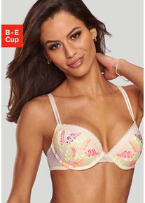 Lascana Push-up-bh Mirabel met fijn, bloemig borduurwerk, sexy lingerie dames push-up bh's maat 80B beige