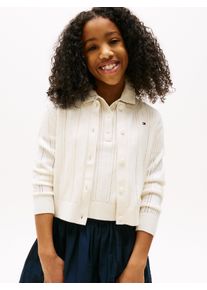 Tommy Hilfiger Vest POINTELLE CARDIGAN LS voor kinderen tot 16 jaar, met schattig patroon meisjes vesten maat 5 (110) beige