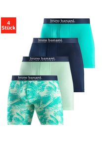 Bruno Banani Lange boxershort met palmprint en effen van katoenmix (4 stuks, Set van 4) heren lange onderbroeken maat S (4) groen