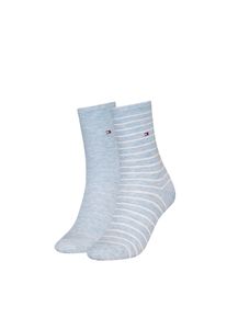 Tommy Hilfiger Sokken TH WOMEN SOCK 2P SMALL STRIPE met smalle ribboord, gemêleerd, gestreept (2 paar) dames sokken maat 35-38 blauw