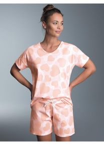 TRIGEMA Pyjama TRIGEMA korte pyjama met allover hartjespatroon (1-delig) dames nachtkleding maat M wit