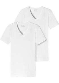 Schiesser Shirt met V-hals 95/5 met een diepe v-hals (Set van 2) heren v-hals maat 8 wit