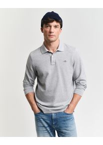 Gant Poloshirt REG SHIELD LS PIQUE RUGGER met logoborduursel op de borst heren poloshirts maat XL grijs