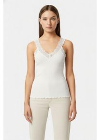 rosemunde Shirt voor eronder Bernardine Organic Cotton Top Vintage-kantenrand aan de V-hals, brede bandjes, vrouwelijk dames tops met korte mouw maat