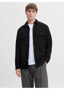 Jack & Jones Jack & Jones Overhemd met lange mouwen JPRRAYLE MELANGE SOLID L/S OVERSHIRT SN heren overhemden maat M zwart