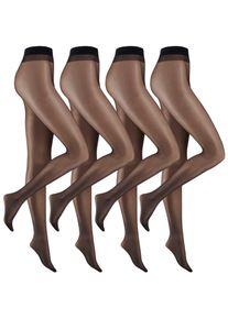 Camano Panty Fine everyday met licht verstevigde, nauwelijks zichtbare voetpunt (Set van 4) dames panty's & leggings maat 38 zwart