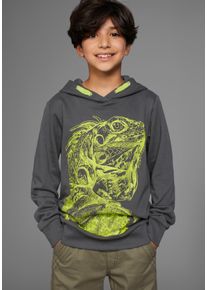 Kidsworld Hoodie GECKO - Print , leuk dierenmotief jongens sweatshirts maat 164/170 zwart