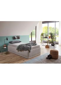 WESTFALIA Polsterbetten Gestoffeerd bed Texel Standaardhoogte met sierkussen, bedkist bij uitvoering met matras bedden maat Veloursstof wit