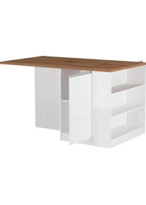 Kochstation Kookeiland KS-Sole Breedte 160 cm, 2 deuren, 4 open vakken keukenkast series maat - wit