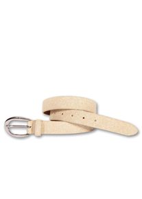 Silbergift Leren riem met glanzende oppervlakte dames brede riemen maat 80 beige