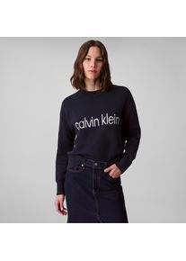 Calvin Klein Gebreide trui Cotton Graphic Pullover dames truien maat M (40) blauw