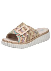 Rieker Sleehakmuiltjes Zomerschoen, strandschoen, huisschoen met praktische klittenbandsluiting dames sandalen met sleehak maat 38 beige