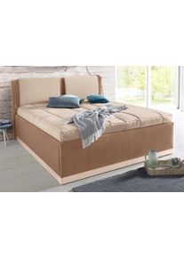WESTFALIA Polsterbetten Gestoffeerd bed met bedkist en sprei bedden maat Microvezel bruin