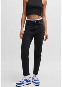HUGO Blue Mom jeans Noe Straight fit jeans met hoge taille dames jeans maat 30 zwart