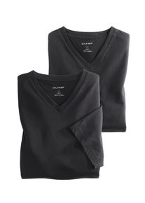 OLYMP T-shirt Casual met ton-in-ton logo-borduursel op de mouw (set, 2-delig, 2 stuks) heren t-shirts maat S zwart