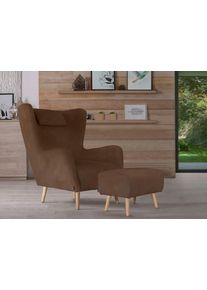 Home Affaire Fauteuil Telford ook in faux fur, fauteuil B/D/H: 77/92/106 cm keuze met en zonder poef, in veel bekledingskwaliteiten, ovale stoel