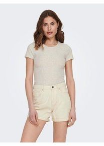 Only Shirt met ronde hals ONLEMMA S/S SHORT TOP NOOS JRS Ronde hals, modieus, regular fit, gegolfde afwerking, effen dames shirts met ronde hals maat