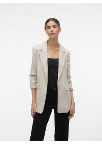 Véro Moda Vero Moda Lange blazer VMFRIDA LS REGULAR BLAZER NOOS zonder sluiting en met gerimpelde 3/4 mouw dames lange blazers maat 38 (M) beige