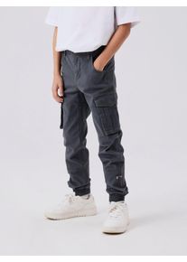 name it Cargobroek NKMRYAN – Broek met cargo- en zijzakken jongens cargobroeken maat 134 grijs