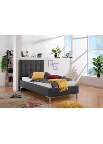 Maintal Gestoffeerd bed Zijkanten van het bed zelf te monteren, zonder bedkist bedden maat Structuurstof (100% polyester) grijs