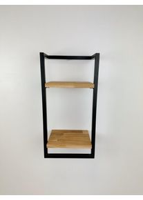 Andas Wandplank Borken, rek, plank, wandplank Gemaakt van metaal met massief eiken planken wandplanken & -rekken beige