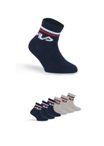 Fila Korte sokken JUNIOR UNISEX QUARTER PLAIN SOCKS met gebreid logo in de ribband, kindersokken (set, 6 paar) jongens sportsokken maat 23-26
