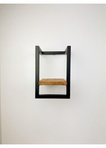 Andas Wandplank Borken, rek, plank, wandplank Gemaakt van metaal met massief eiken planken wandplanken & -rekken beige