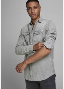 Jack & Jones Jack & Jones Jeans overhemd JJESHERIDAN in workwear-stijl met robuuste katoenkwaliteit heren denim overhemden maat L grijs