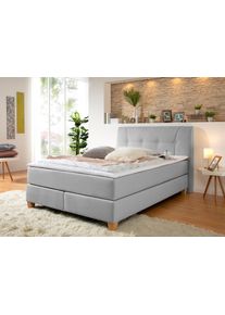 Home Affaire Boxspring Calloway incl. topmatras, xxl-uitvoering, in 4 kleuren, 5 breedten, 3 matrassoorten boxsprings maat Structuurstof (100%
