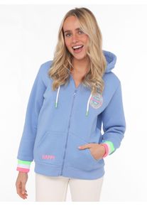 Zwillingsherz Sweatvest Capuchon, regular fit, lange mouw, borduurwerk op de rug, ritssluiting dames vesten maat LXL (L/XL) blauw
